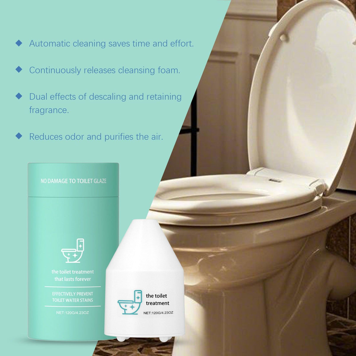 Automatic Toilet Cleaner Foam Blocks, Odor Elimination, Easy Deep Cleaning ,120g