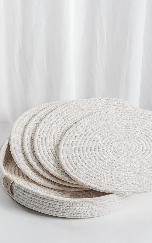 AIESY® Beautiful Round Woven Cotton Rope Placemats Set