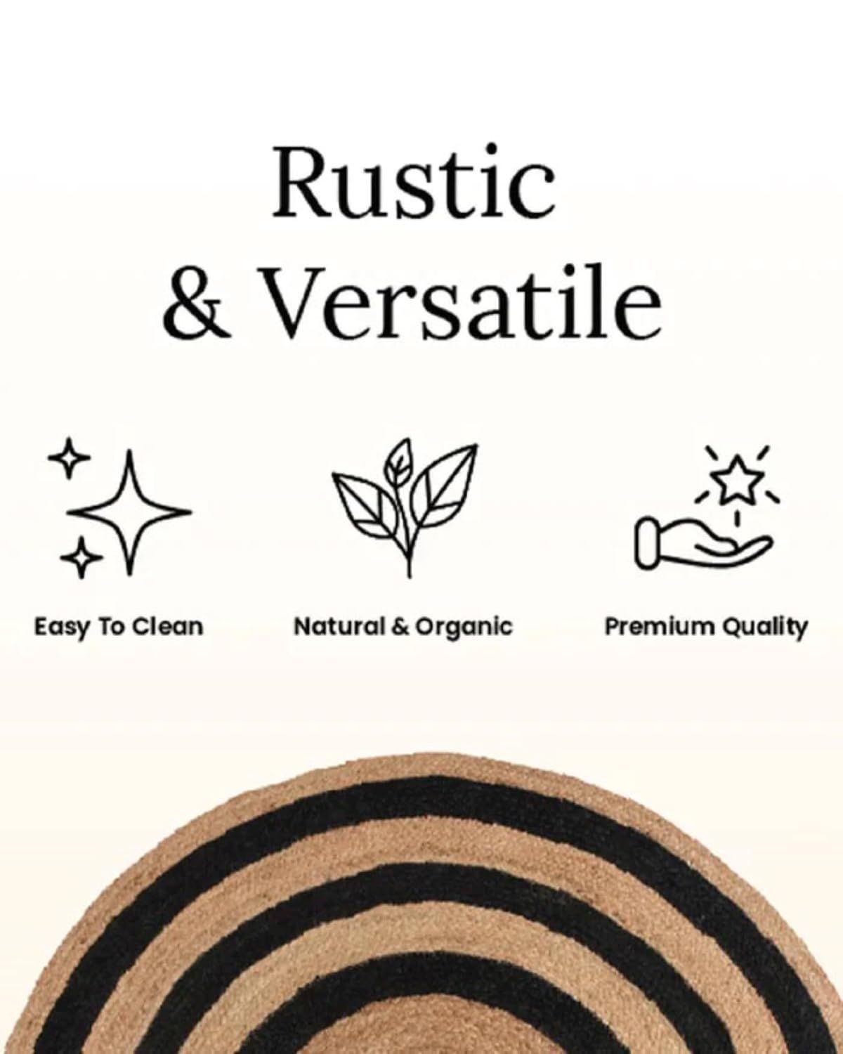 AIESY®  Beautiful Reversible Jute Round Rug