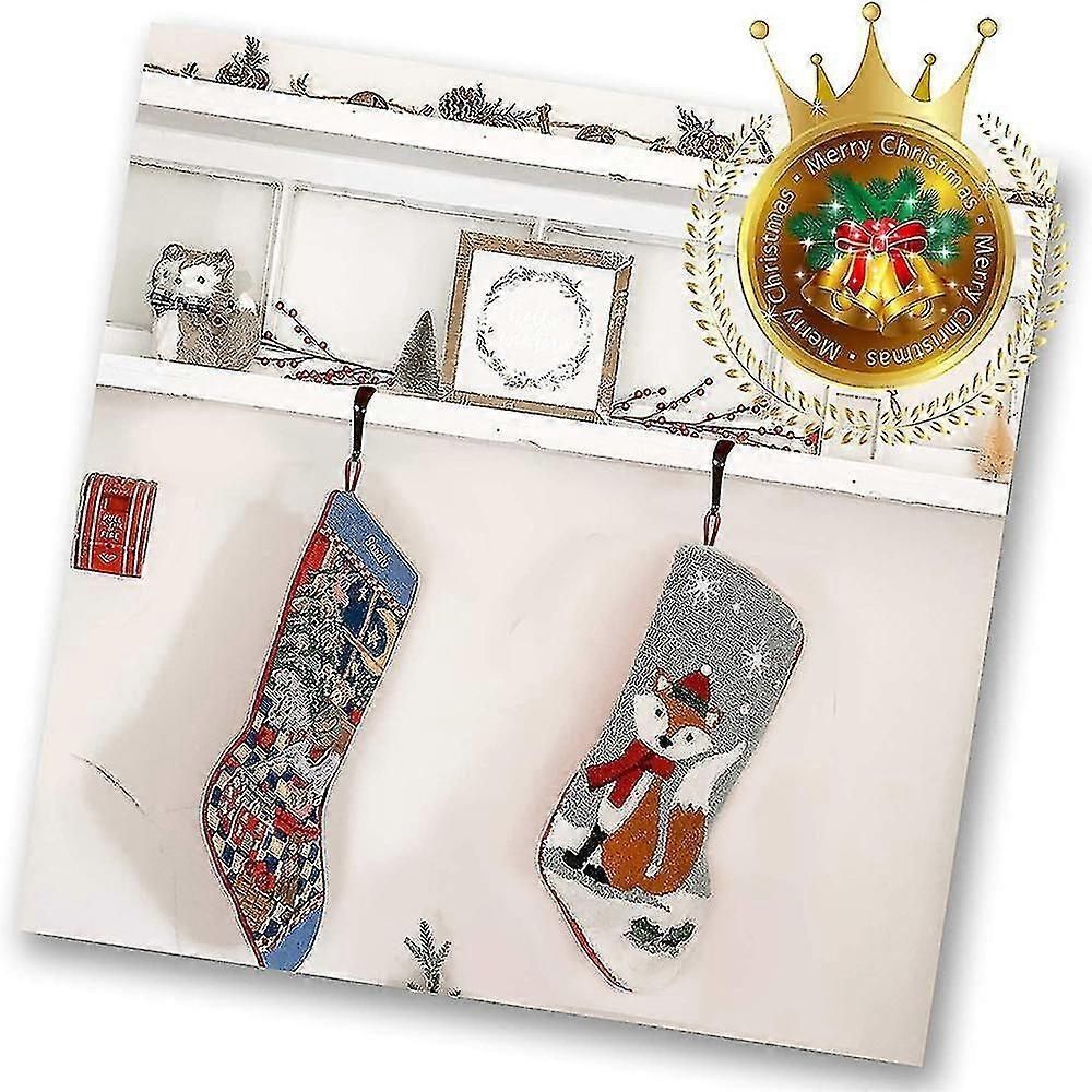 Christmas Stocking Holders Metal Fireplace Stocking Hook Garland Mantle Hook For Christmas Decoration (2 Pcs)