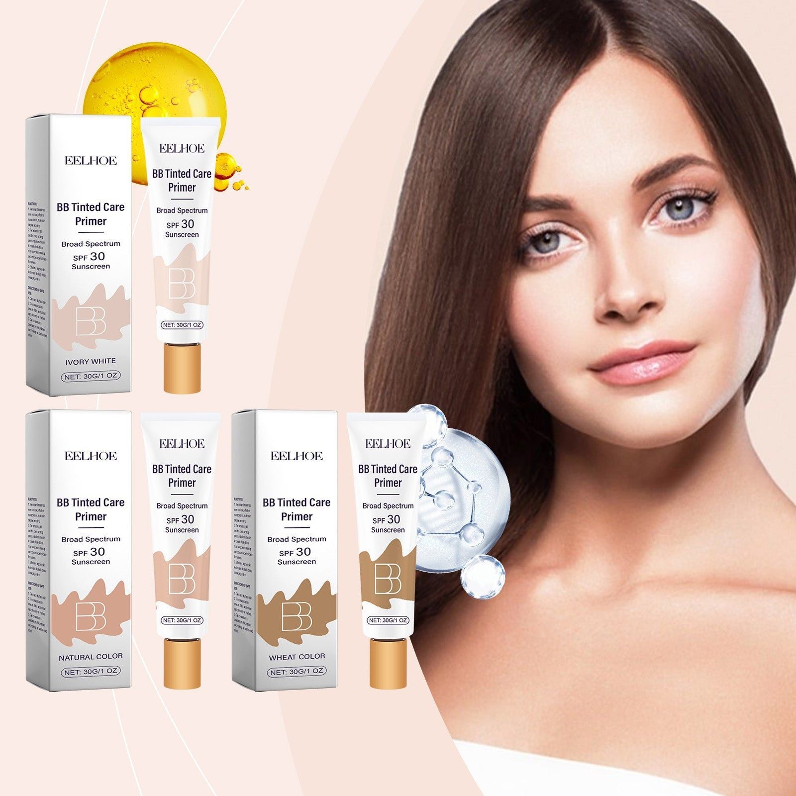 BB Cream, Even Skin Tone, SPF 30, Hydrating, Moisturizing, Sun Protection ,30g