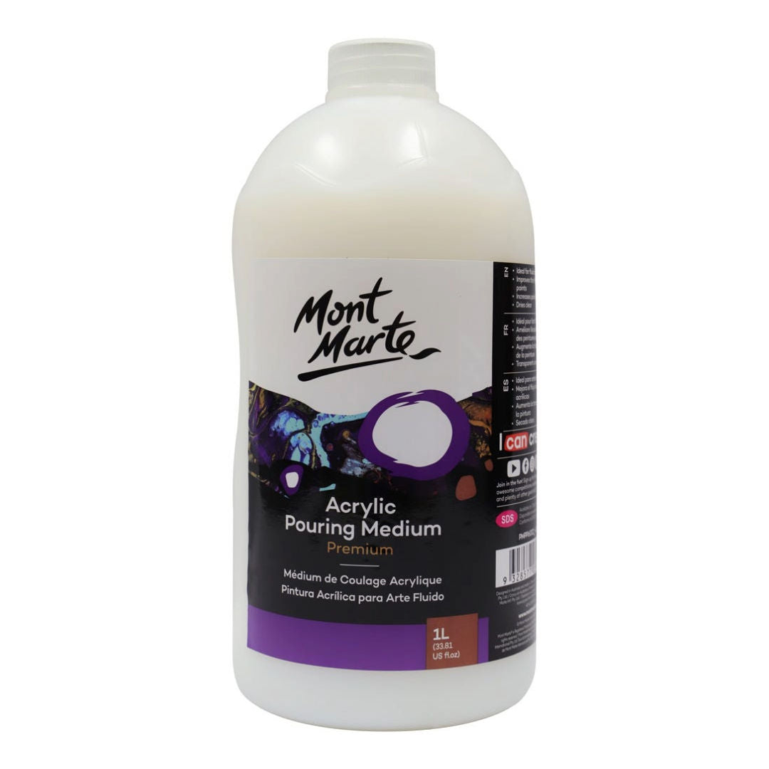 Mont Marte Acrylic Pouring Medium Premium, 1Litre, PMPP6002 P21-237