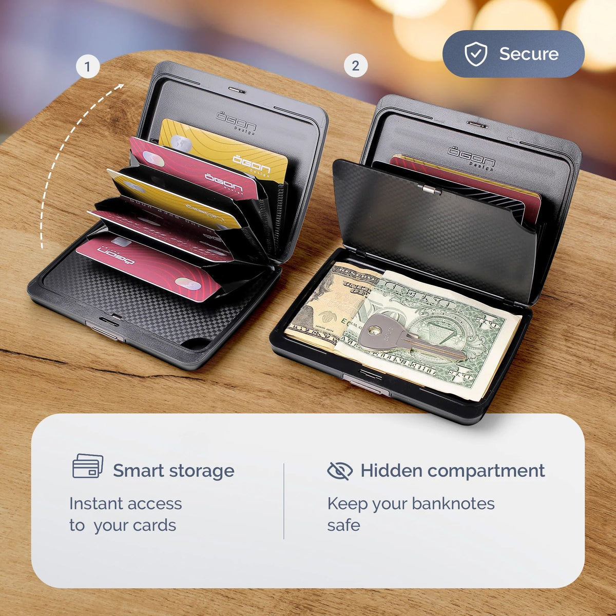 Ogon Aluminum Wallet Large Case V2, Bamboo