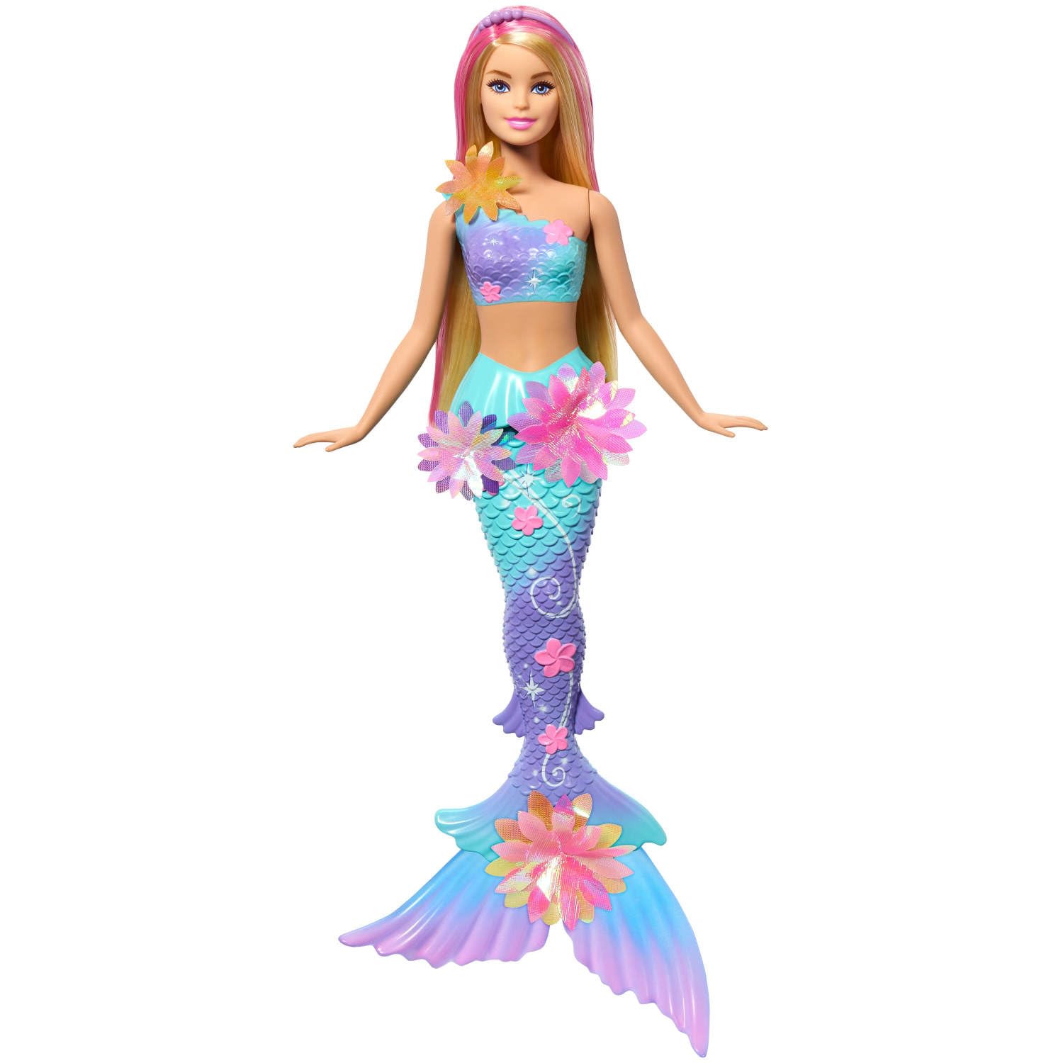 Barbie Mermaid Doll with Magic Surprise Blossom, Gradient Tail, Beaded Headband & Blonde Hair, Model JDM72
