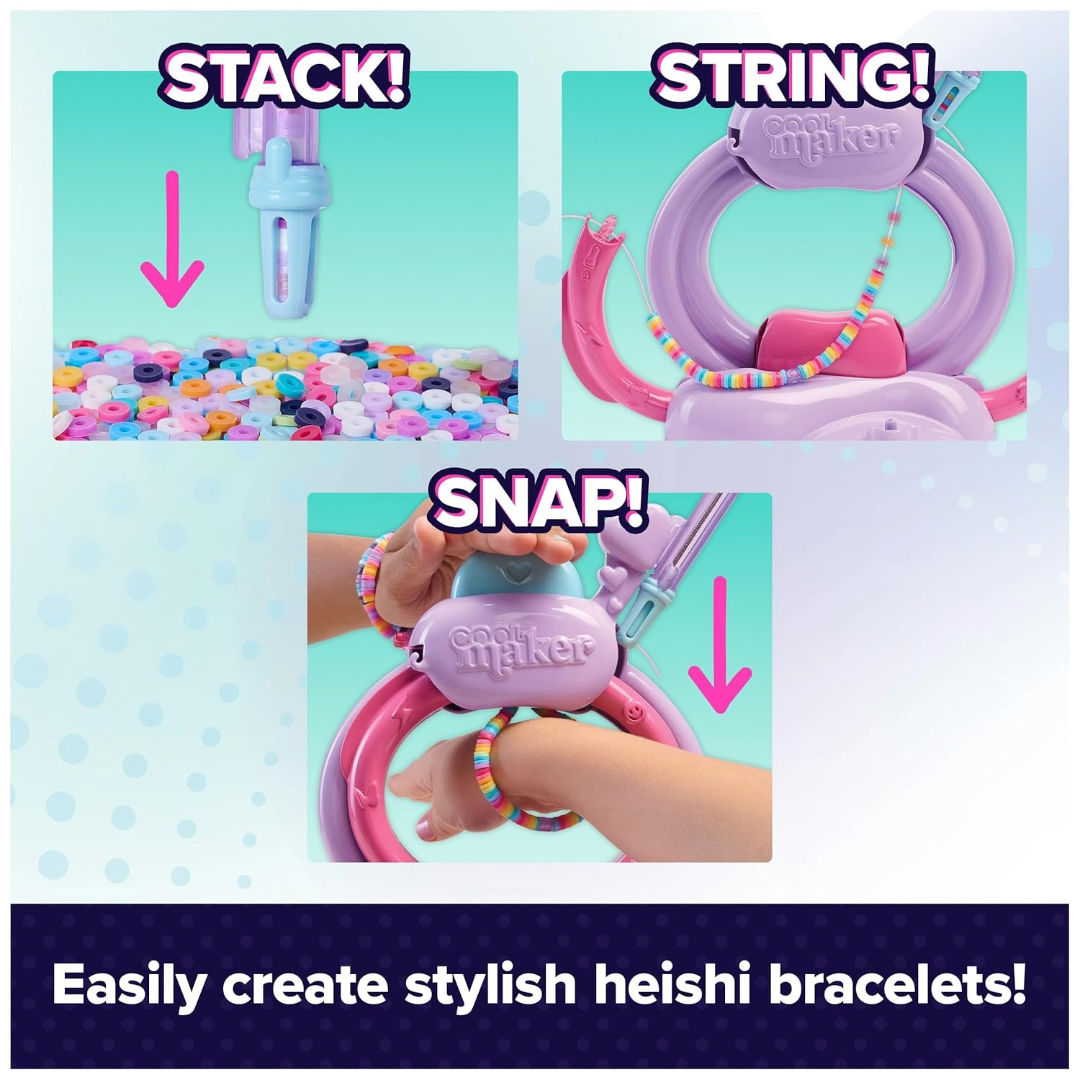 COOL Maker STACK' D HEISHI Bracelet Studio Kit With Easy Beading Pen & Over 1200 Beads For Bracelets, Makes 15