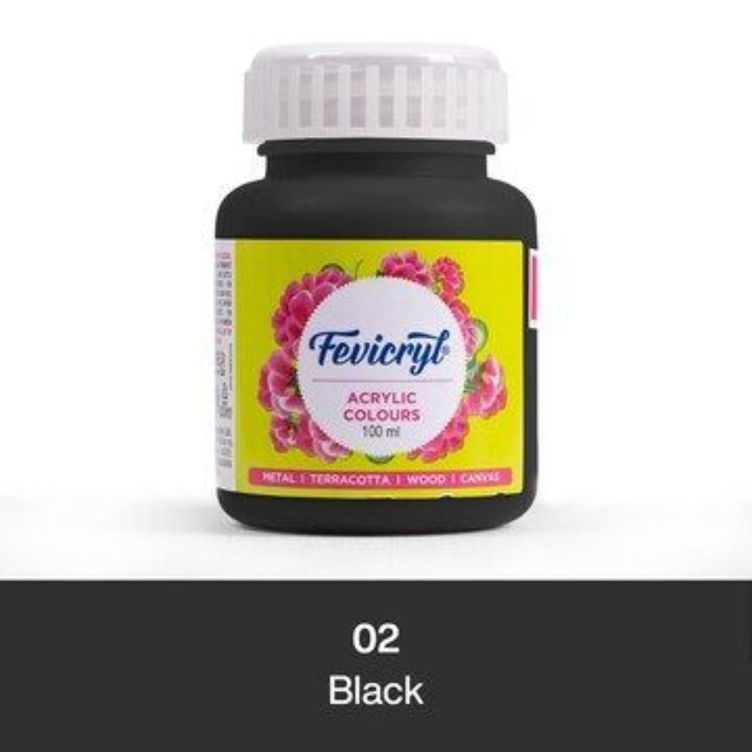 Fevicryl Acrylic Color, Black 02, 100ml