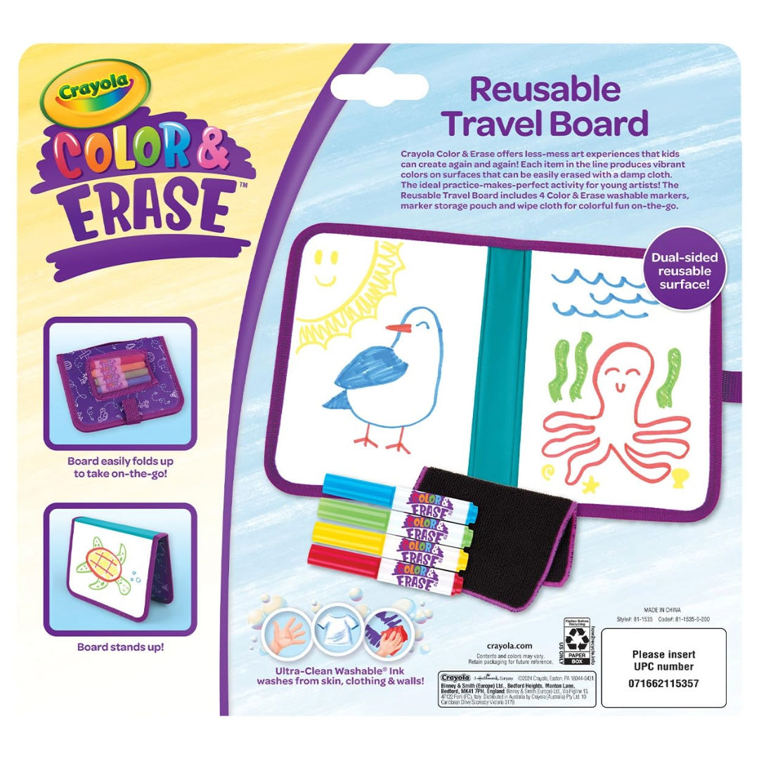 Crayola Color & Erase Reusable Travel Board Set,17x24cm