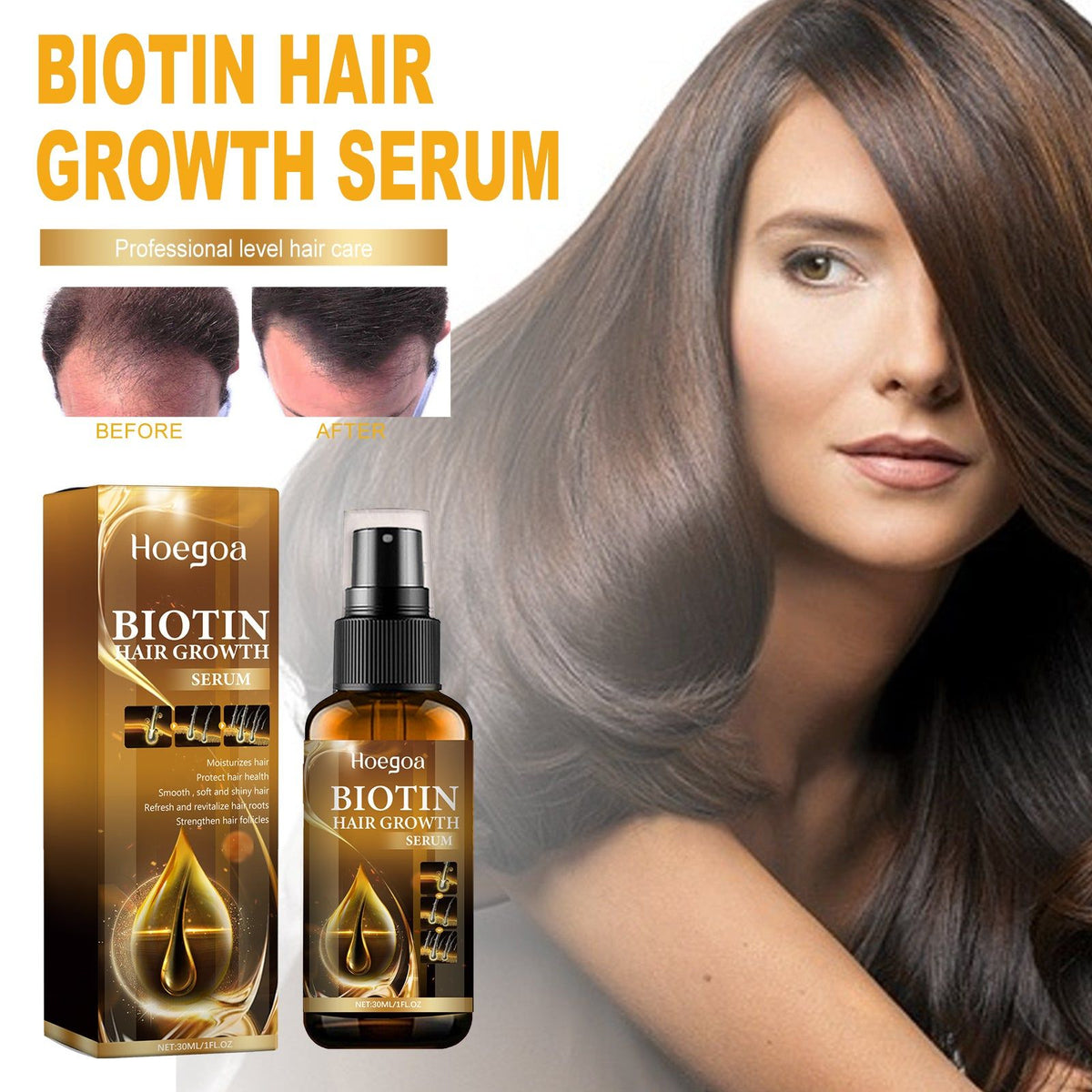 Biotin Hair Growth Serum for Thick Hair, Nourish & Strengthen Hair Naturally ,30ml