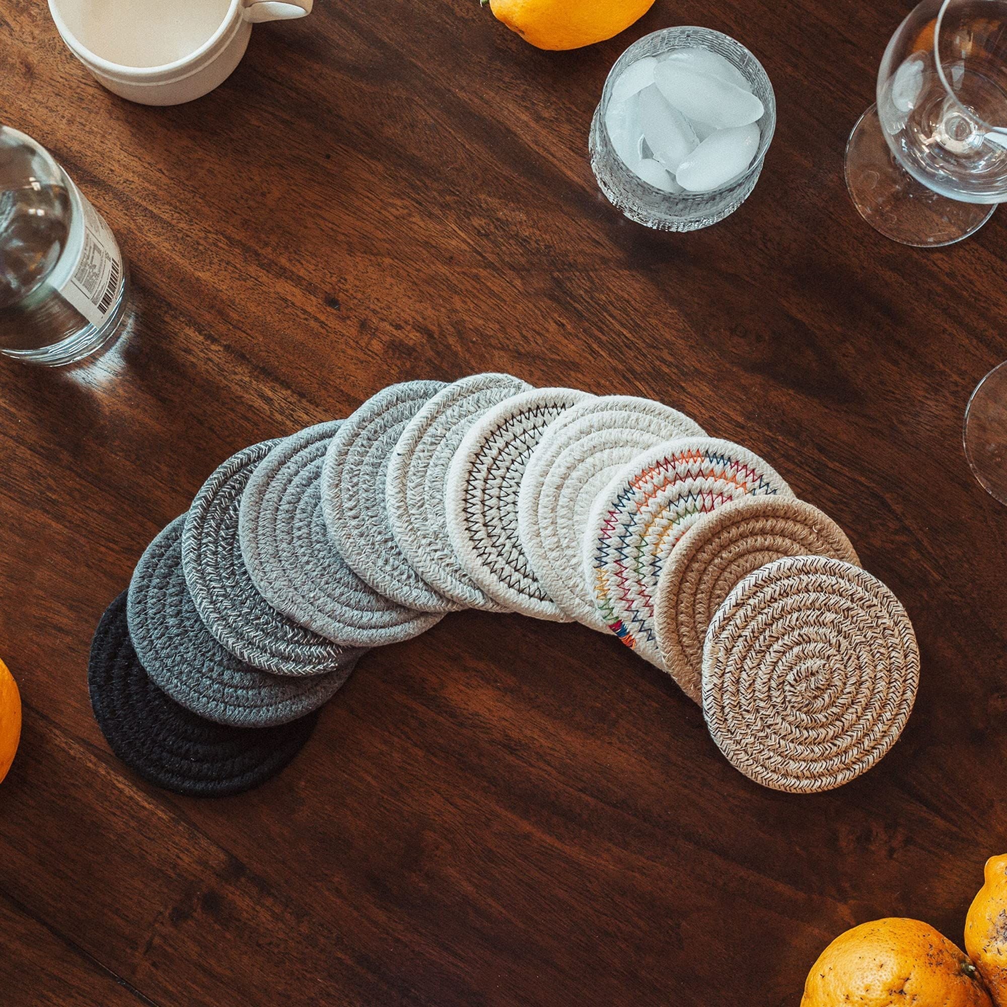Set of 6 Farmhouse Absorbent Coasters for Coffee Table