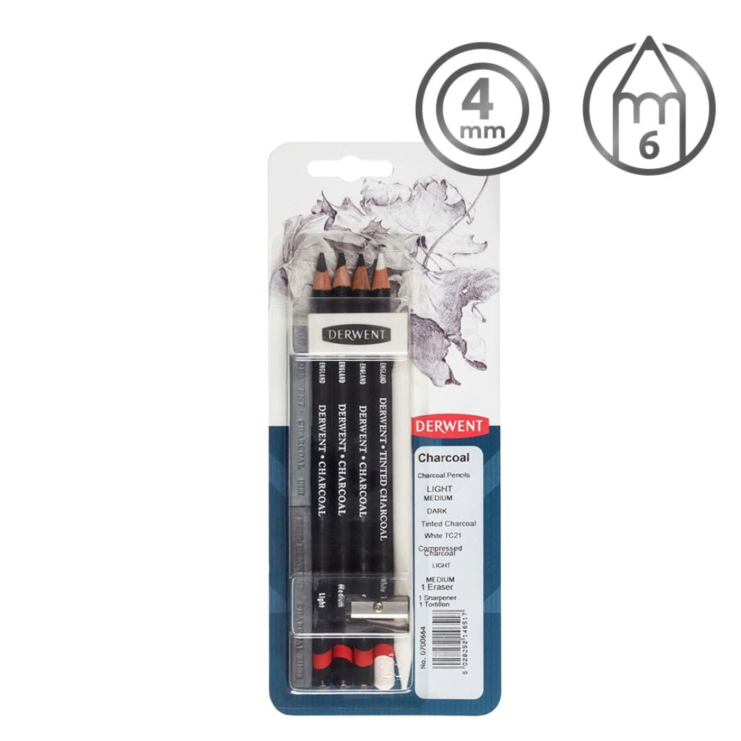 Derwent Charcoal Mixed Media Pencil, 8 Piece, 0700664
