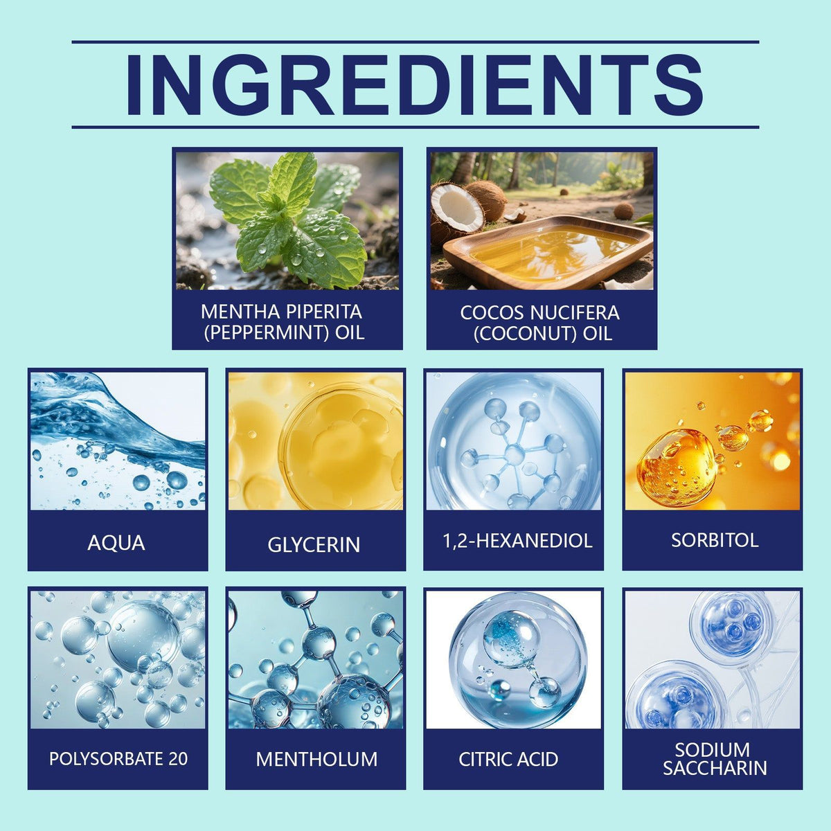 Coconut Mint Mouthwash, Long-Lasting Fresh Breath, Gum Care, Daily Oral Hygiene ,30ml