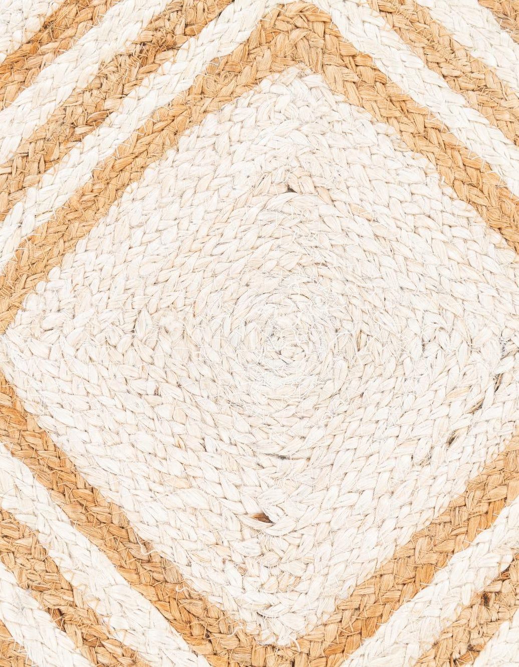 Oval Geometric Jute Rug in Ivory & Natural | Modern Minimalist Area Carpet