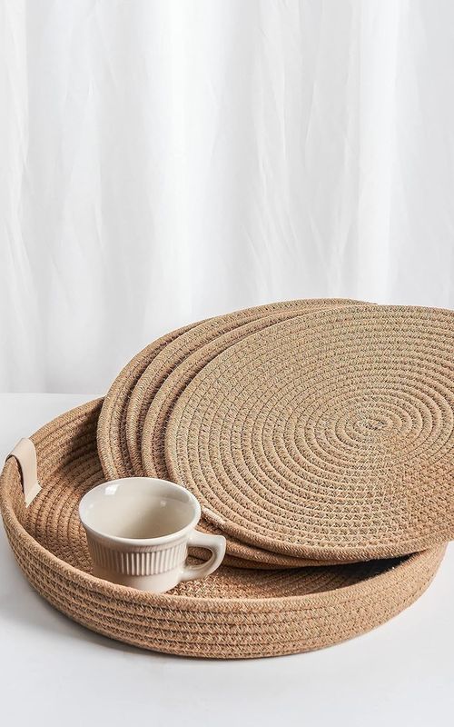 AIESY® Beautiful Round Woven Cotton Rope Placemats Set
