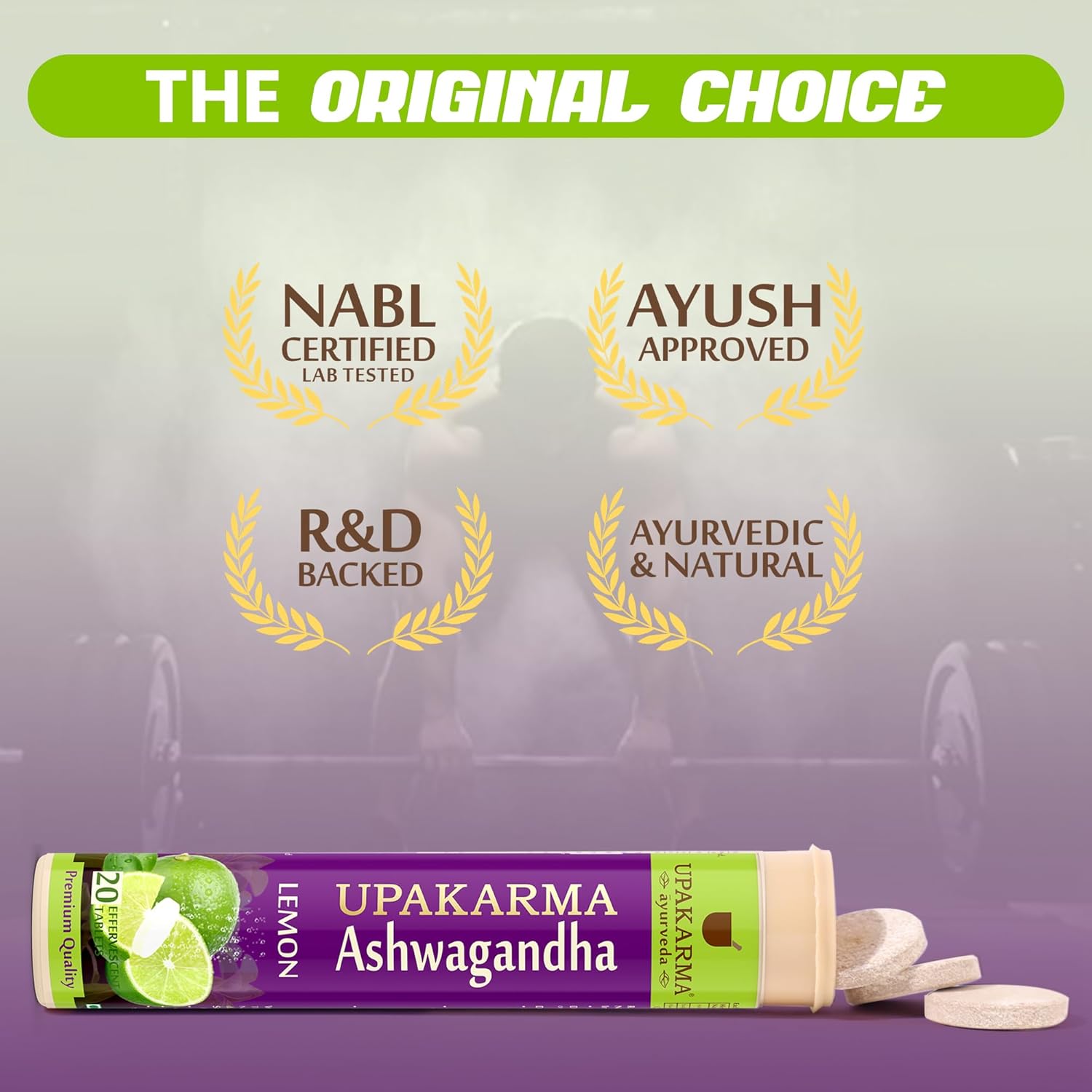 Upakarma Ashwagandha Lemon Flavour Effervescent Tablets 20