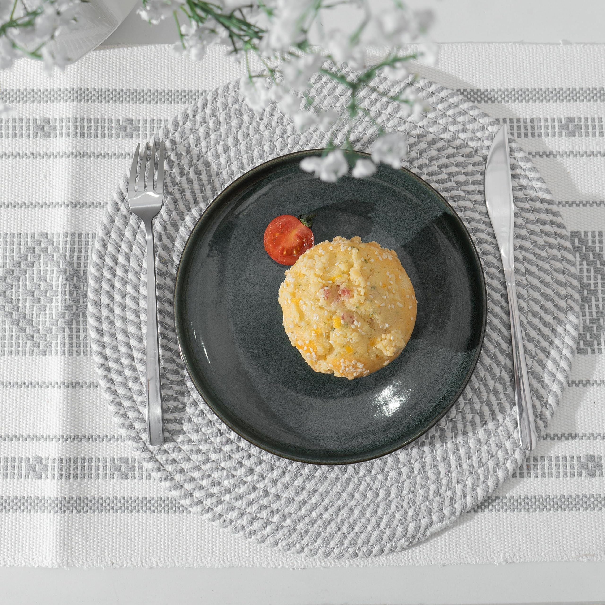 Set of 4 Round Woven Cotton Rope Placemats for Dinner Plates