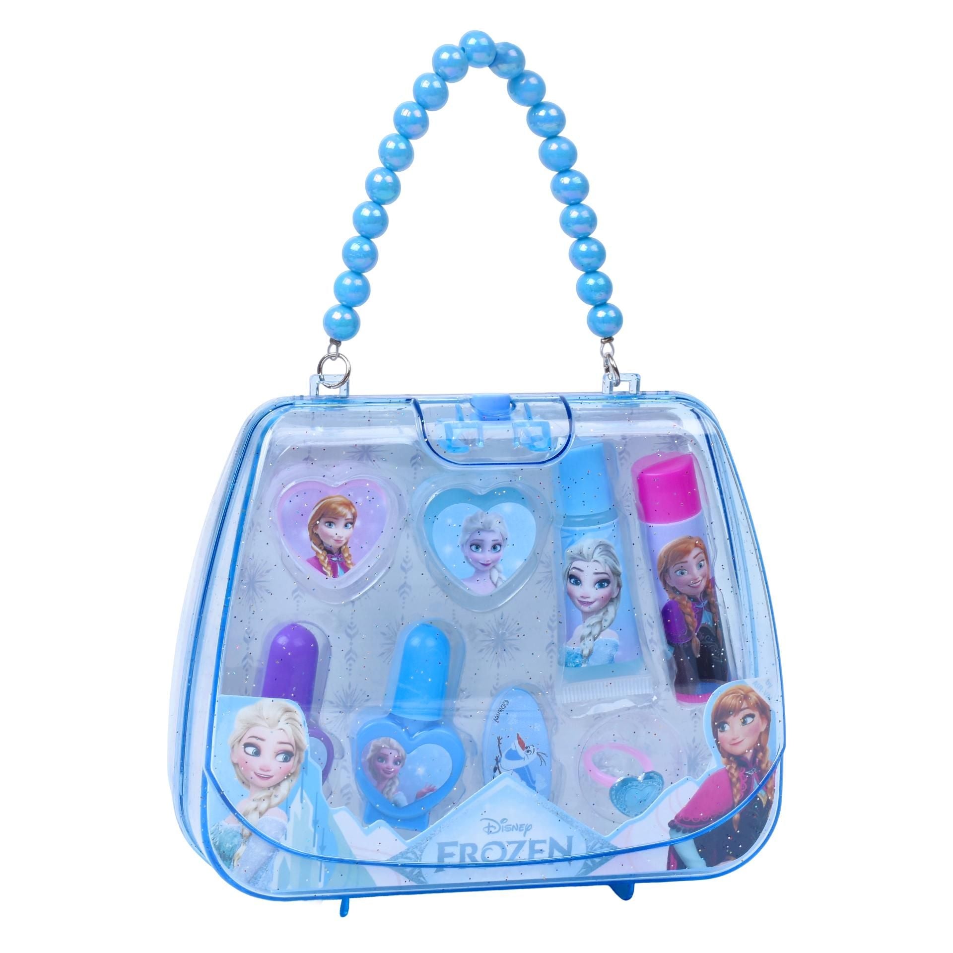 Air-Val Disney Frozen Compact Makeup Bag, 8 Pieces, Blue, 3+ years