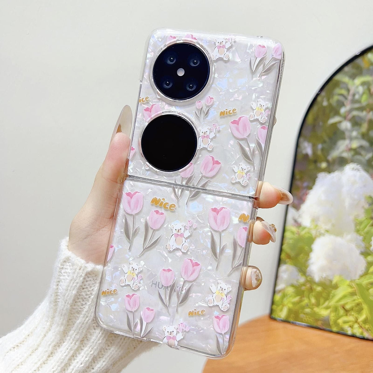 Flower Pattern PC Case For Huawei Pocket 2