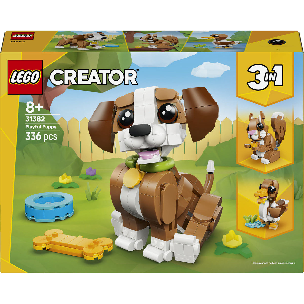 LEGO Creator 3 in 1 Cute Animals: Playful Puppy Dog 31382 Building Toy Set 336 Pieces, For Age 8+ Years