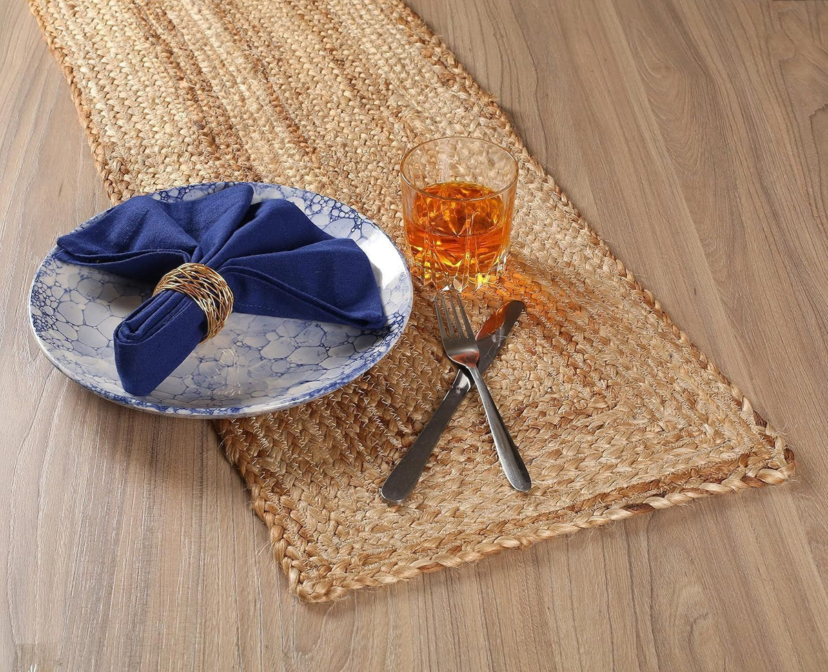 AIESY®- Jute Braided Organic Reversible Table Runner