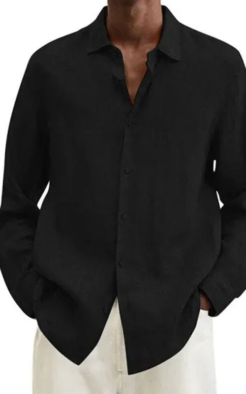 Men's Linen Long Sleeve Regular-Fit Shirt