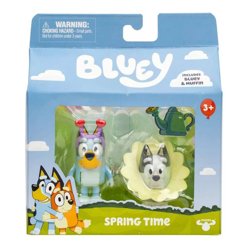 Bluey Spring Time Bluey & Muffin Figure Pack (6cm, Pack of 2), 3+ years