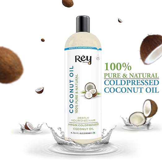 Rey Naturals Cold Pressed Coconut oil for hair and skin 200 ml