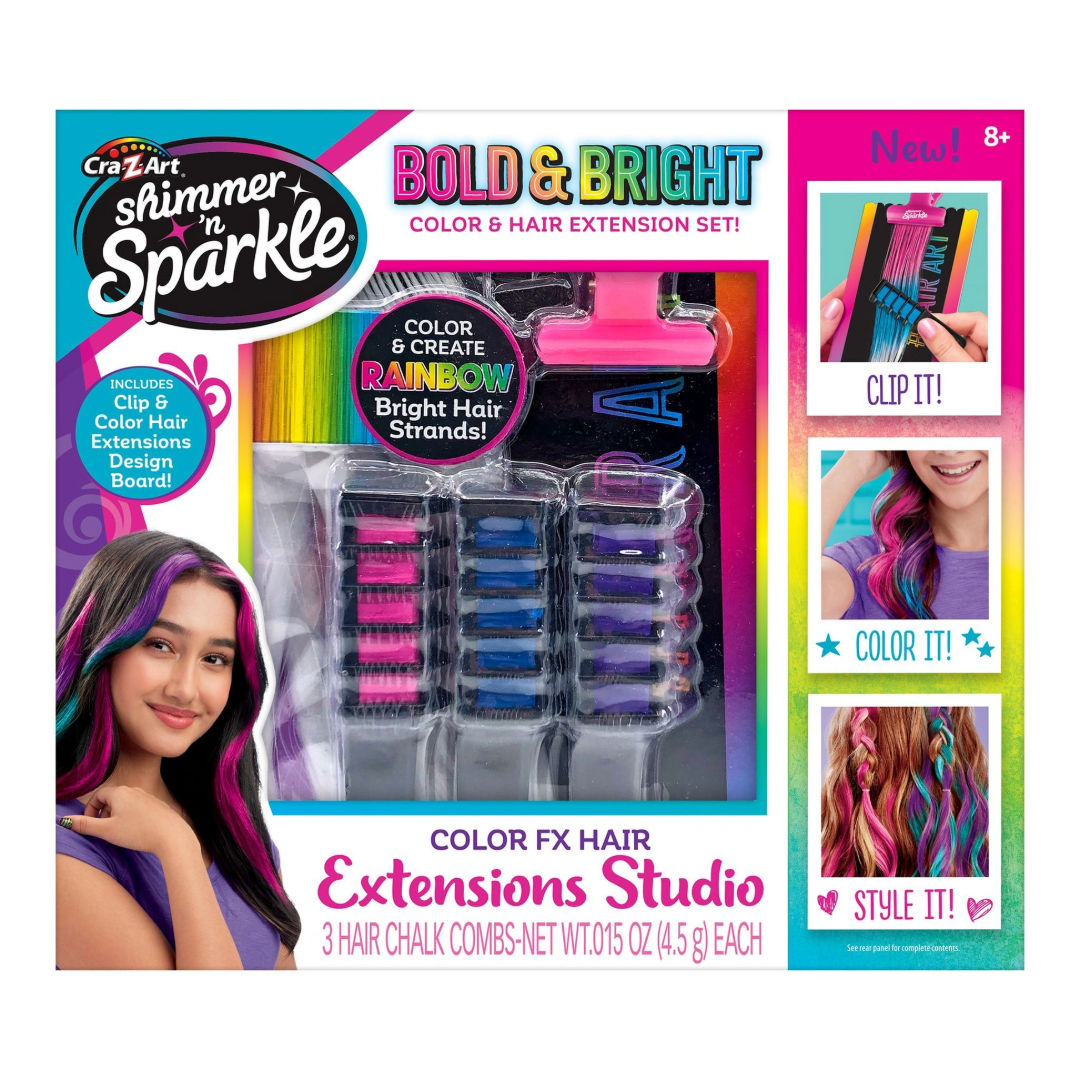 Cra-Z-Art Shimmer ’n Sparkle Color FX Hair Extensions Studio Kit, 8+ Years