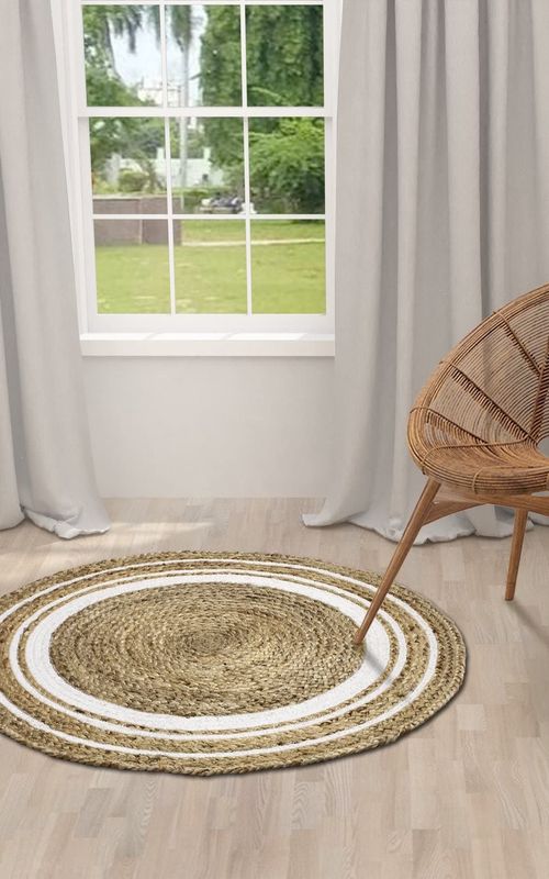 AIESY® Beautiful Handwoven Jute Reversible Carpet for Room