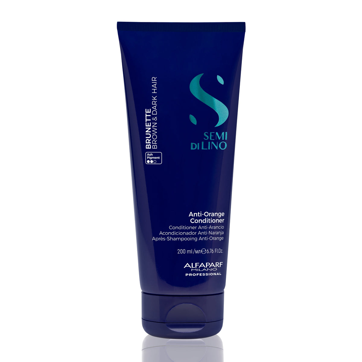 Alfaparf Milano Semi di Lino Brunette Anti-Orange Conditioner for Brown, Chestnut and Dark Hair - Paraffin Free Blue Conditioner - Removes Unwanted Orange and Brassy Tones 200 ml