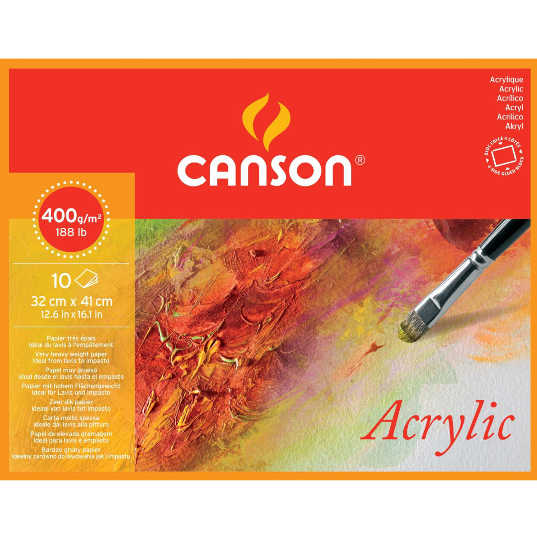 Canson Acrylic Paper, Cold Press, 400 GSM, Block Of 10 Sheets