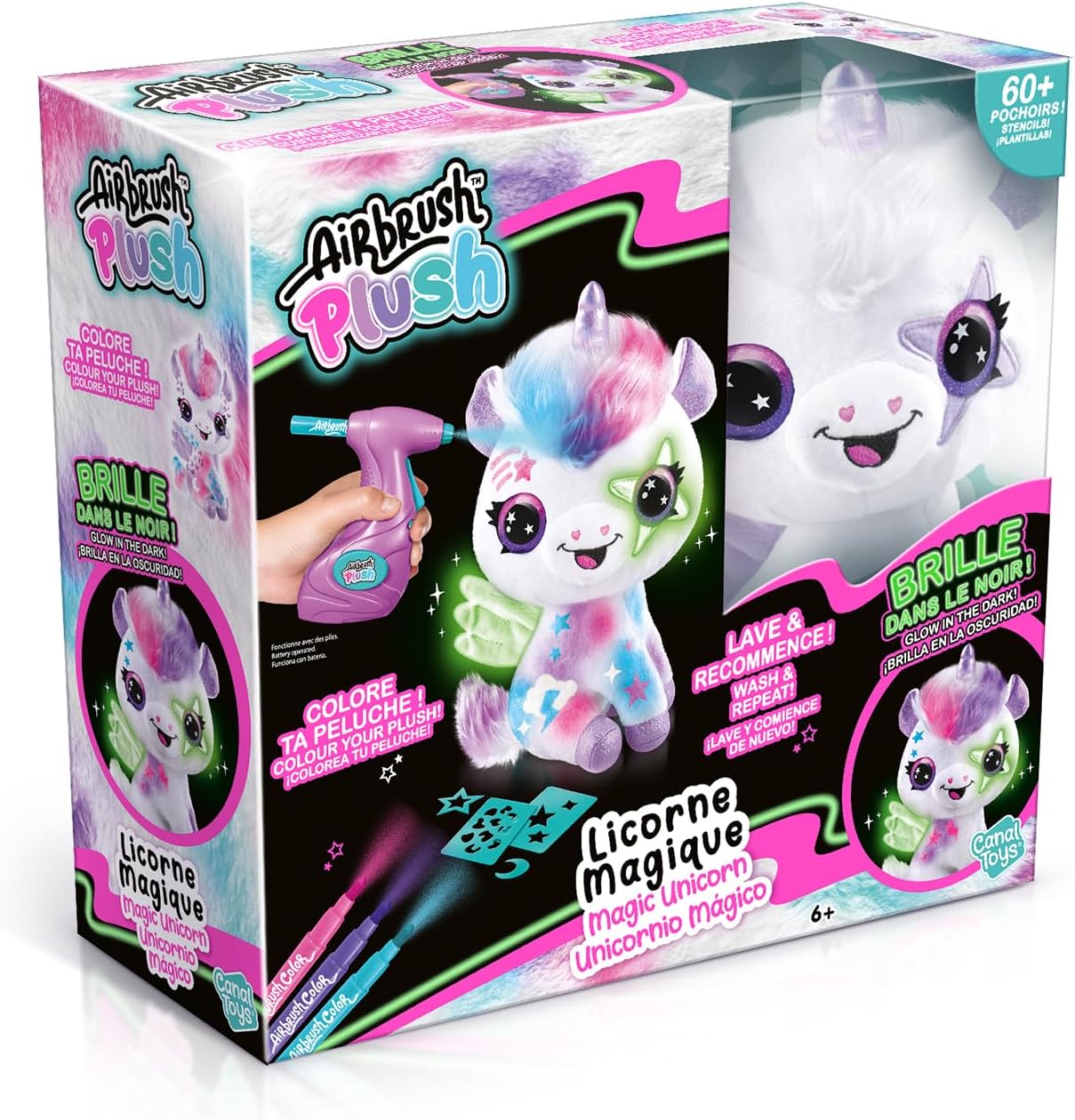 Canal Toys Magic Unicorn Glow-in-the-Dark Airbrush Plush Set, 26cm, 6+ Years