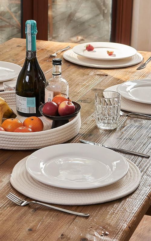 AIESY® Beautiful Round Woven Cotton Rope Placemats Set