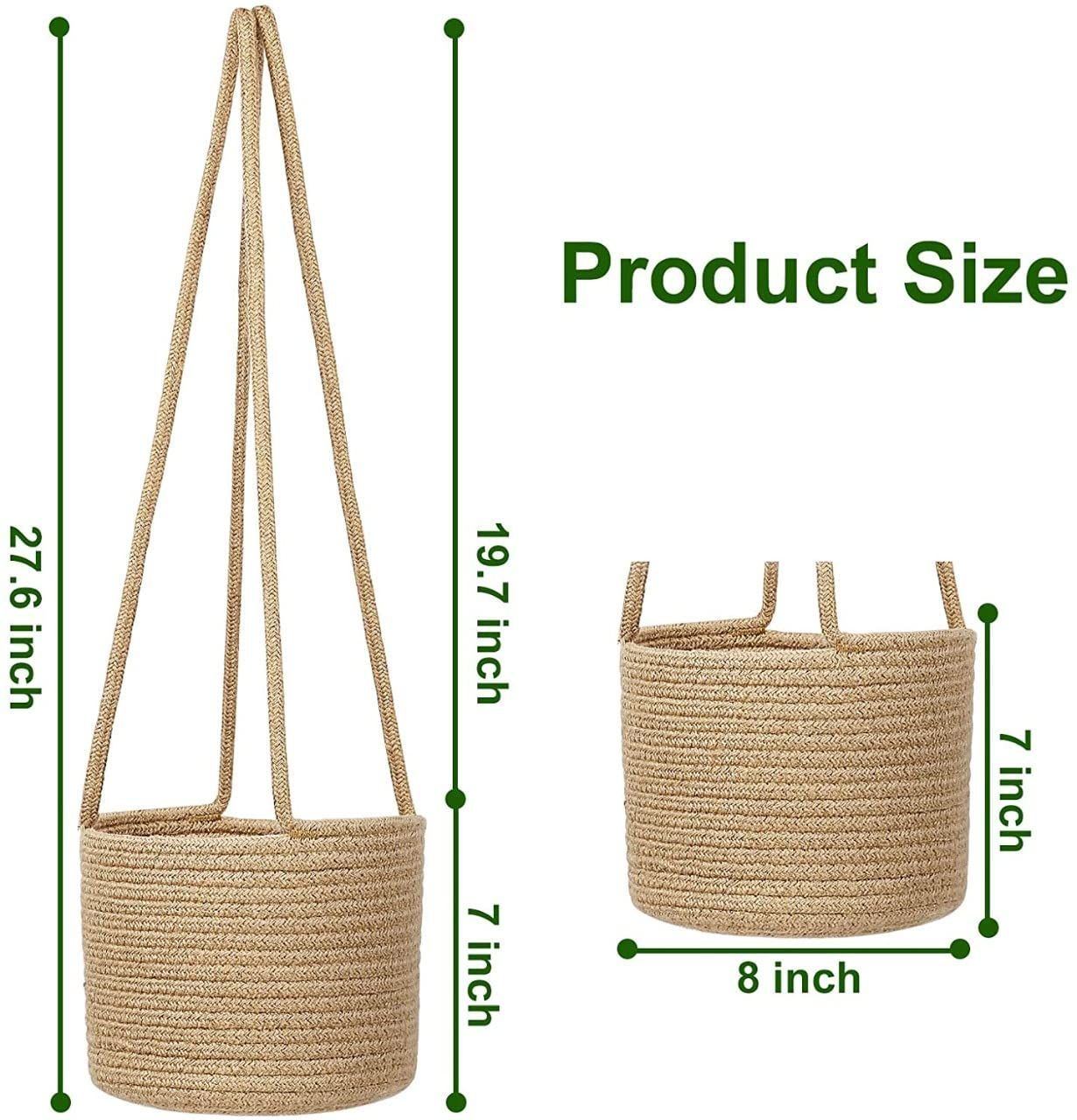 AIESY® Indoor Cotton Cord Hanging Planter Woven Basket
