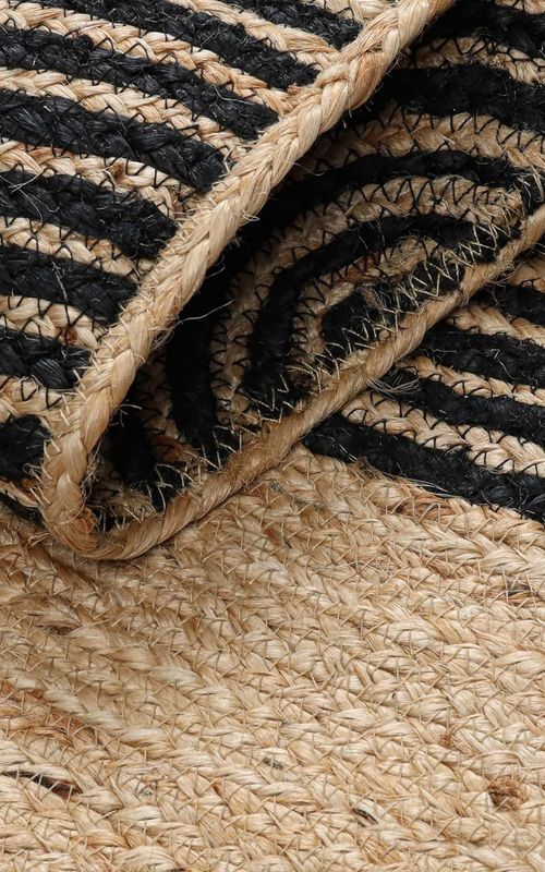 Reversible Braided Doorway Rug Eco-Friendly Half Circle 33" L for All Seasons (Beige/Black)