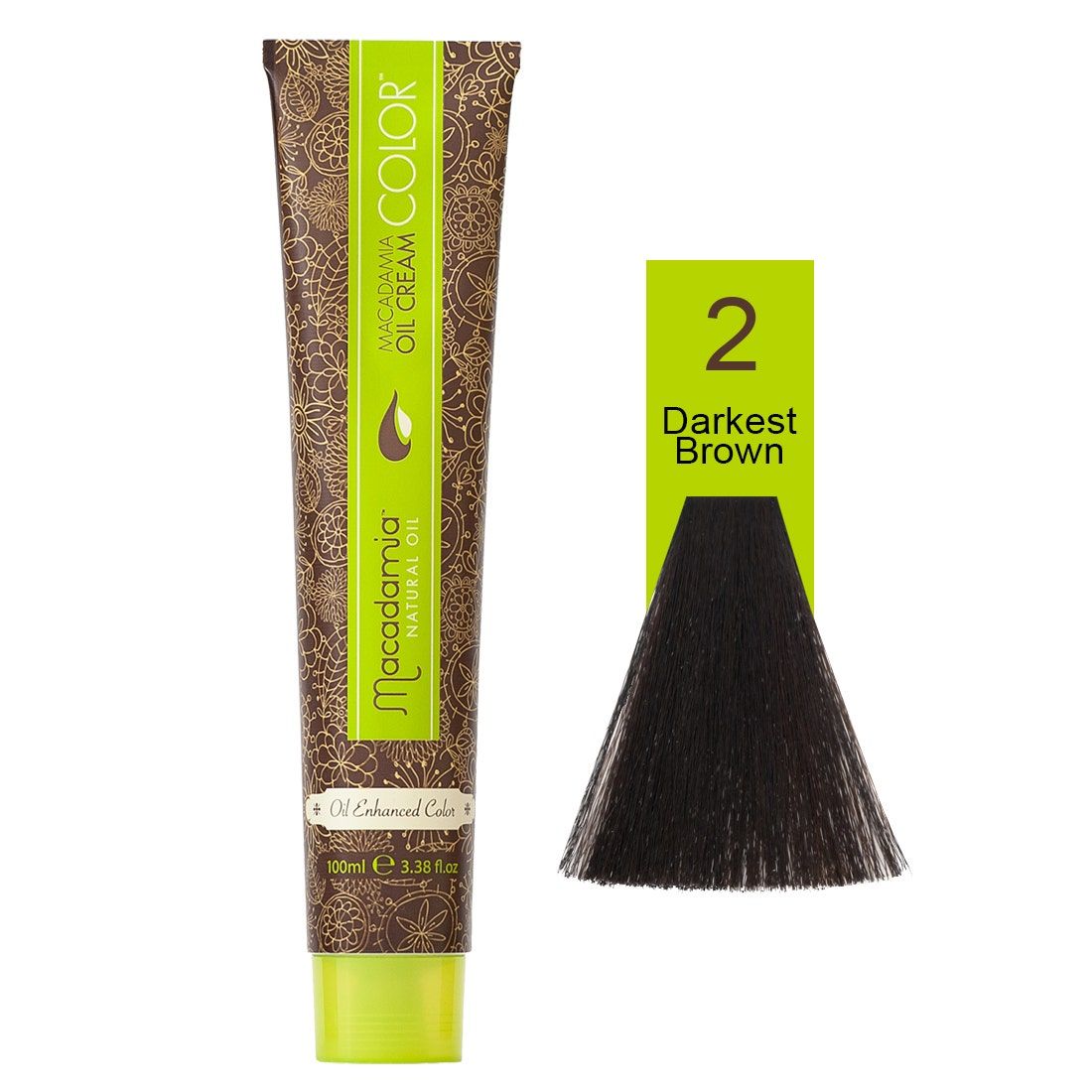 Macadamia Natural Oil Cream Hair Color, 100ml, 2 Naturals Darkest Brown