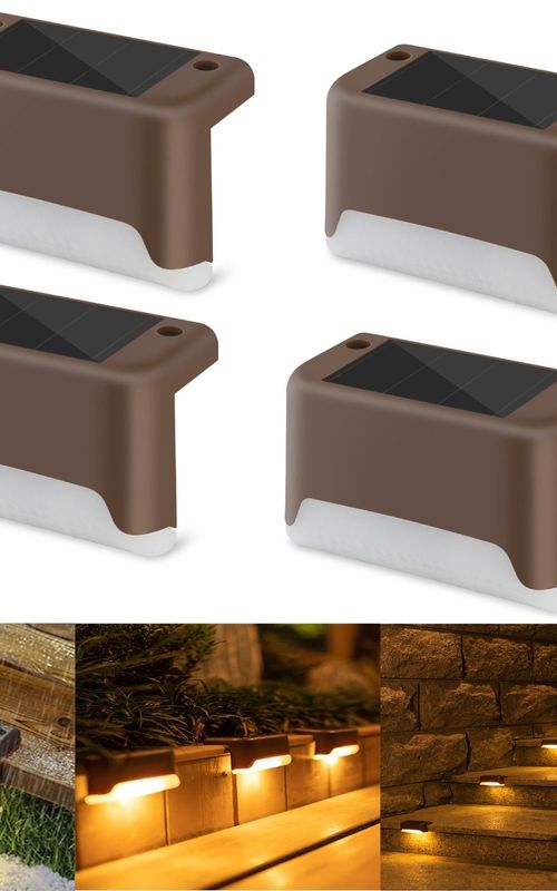 4 Pack Solar Deck Lights LED Solar Step Lights Waterproof Fence Lights For Outdoor Steps Fence