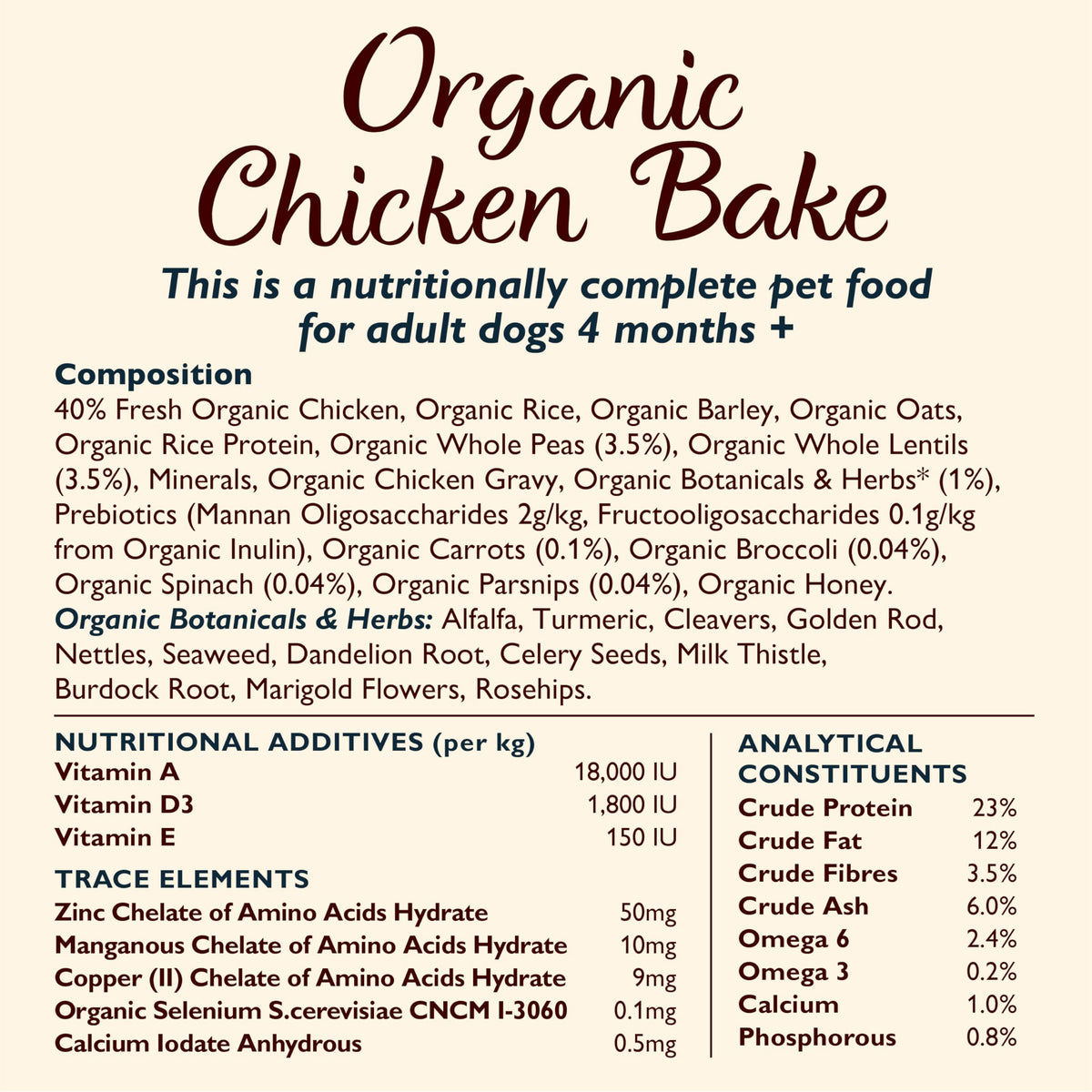 Lily's Kitchen Organic Chicken Bake with Vegetable & Herb Adult Dry Dog Food 2.5kg