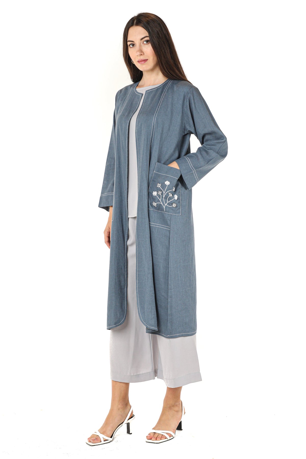MOiSTREET Linen Fabric With Crepe Top And Pants