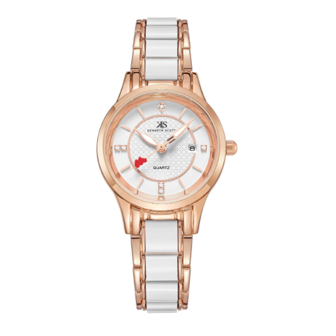 Kenneth Scott Women's Analog White Dial Watch, K23517 Series
