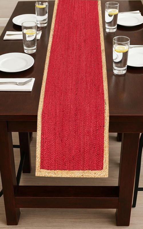 Handmade Eco Friendly Natural Jute Inner Red Table Runner