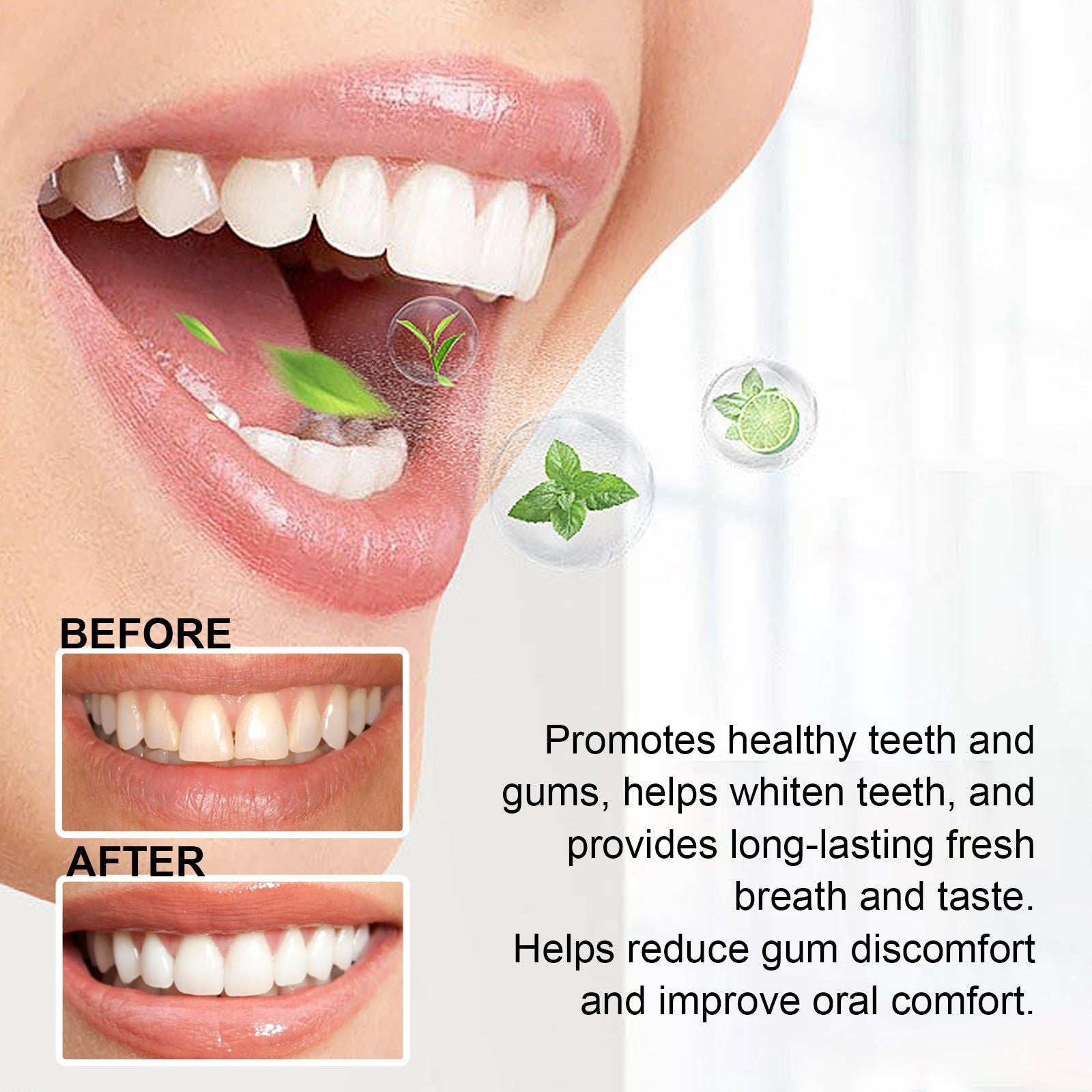 Coconut Mint Mouth Wash, Fresh Breath, Teeth Whitening, Plaque & Tartar Removal ,59ml