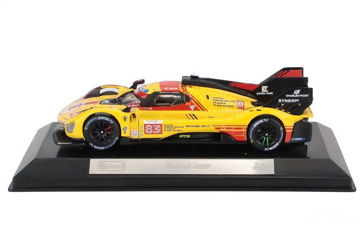 Bburago Racing 24h LeMans Hypercar 2024 Ferrari 499P #83 Robert Kubica Die-cast Car (1:43, Red/Yellow), 14+ years