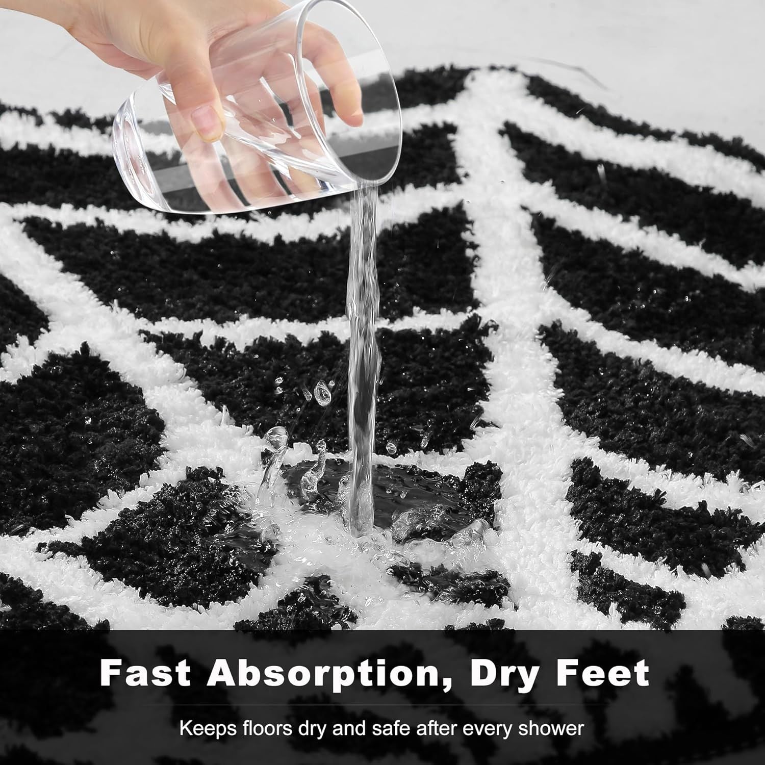 AIESY® Live Beautiful ! Spider Web Bath Mat, Black and White, Non-Slip Halloween Theme Bathroom Rug, Gothic Home Decor