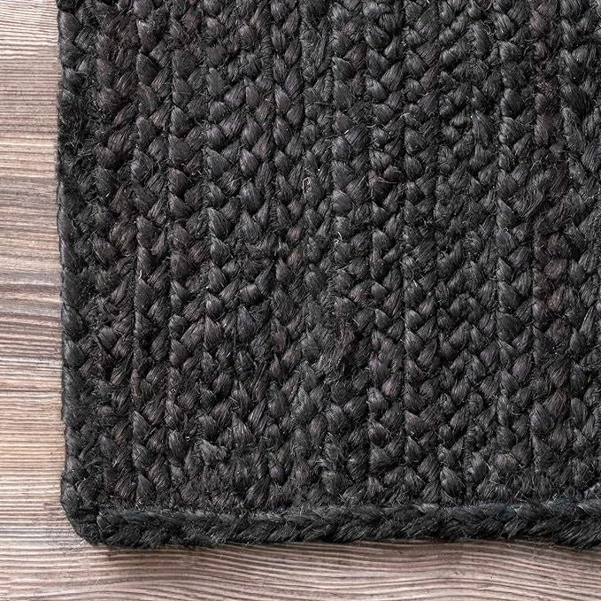 Handmade Braided Natural Jute Black Floor Area Runner Rug,Floor Carpet Rug For Home Decor