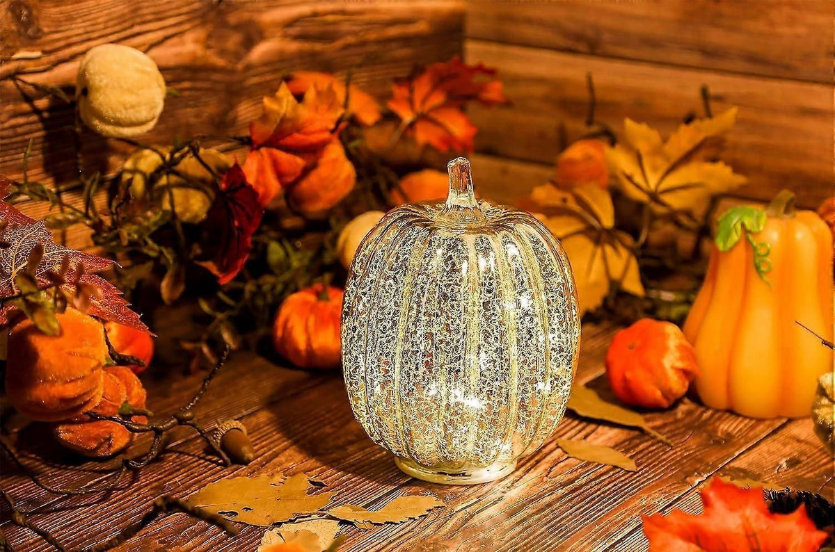Decorative Mercury Glass Pumpkin Light
