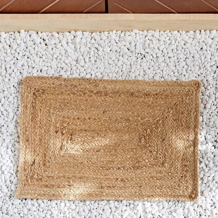 AIESY® Beautiful Anti-Slip Handwoven Jute Reversible Bath Mat