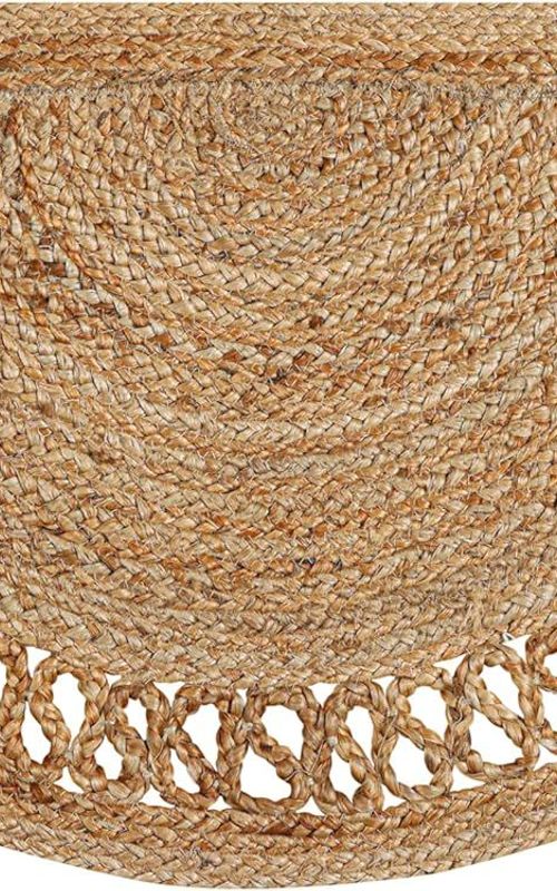 Reversible Braided Doorway Rug Eco-Friendly Half Circle 33" L for All Seasons (Beige/Black)