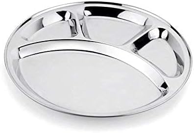 Stainless Steel 3 Compartment Dinner Plates Set of 4