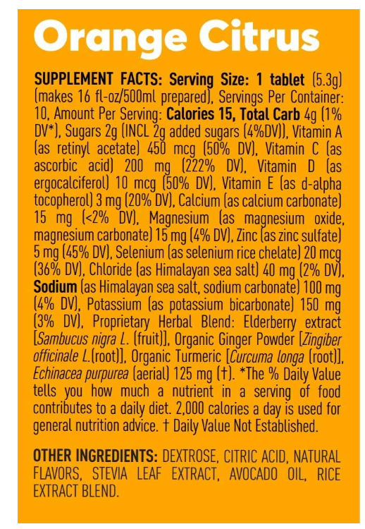 Nuun Act Daily Hydration for Immune support (Orange Citrus Naturally Flavour) 10 effervescent Tablets (Dietary Supplement)