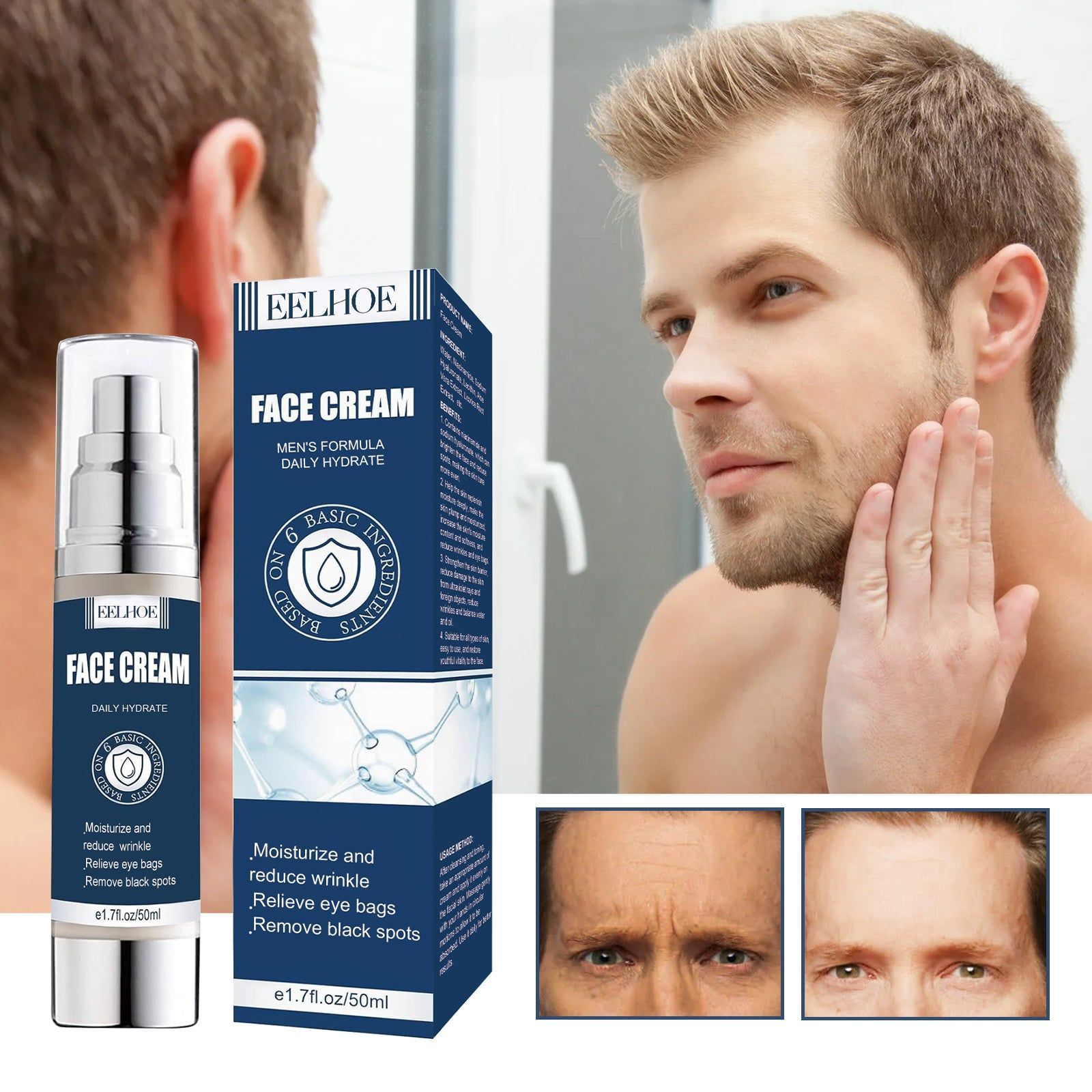 Men's Facial Moisturizer, Hydrating, Anti-Aging, Skin Firming, Deep Nourishment ,50ml